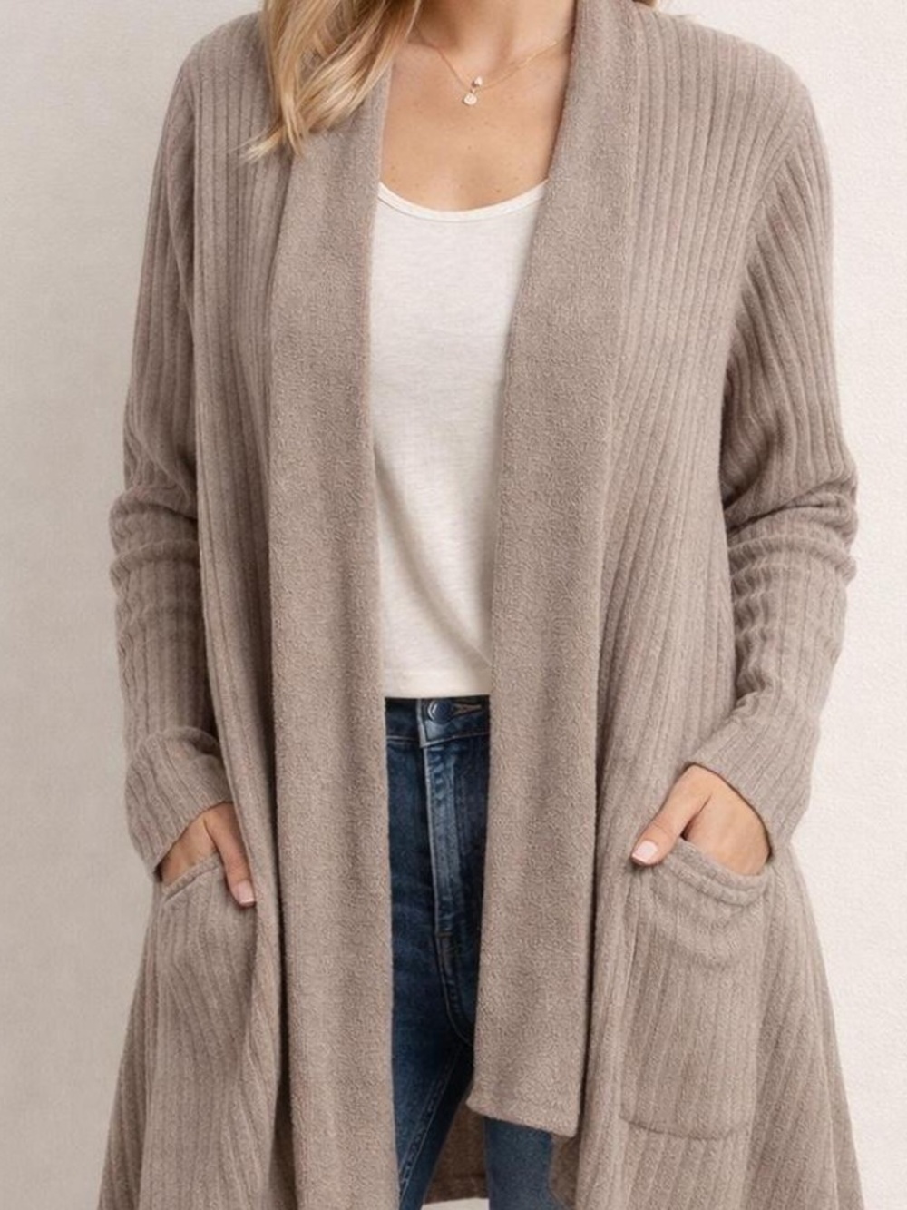Like New Barefoot Dreams CozyChic Ultra Lite Draped Shawl Collar Cardi Size XL